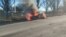 A car after a Russian drone attack in Kherson