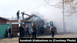 Пожар в Новокурске, Хакасия, апрель 2015 года 