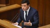 UKRAINE -- Ukrainian President Volodymyr Zelenskiy delivers a speech during a parliamentary session in Kyiv, March 4, 2020