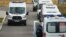 Moscow, Russia - Ambulances are seen outside a hospital for patients infected with the coronavirus disease (COVID-19) on the outskirts 