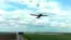 Hornet kamikaze drone with artificial intelligence functions over the road near occupied Mariupol