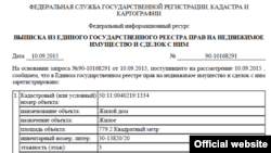 Выписка из Реестра прав на недвижимое имущество, касающаяся дома Татьяны Навки на Рублевском Шоссе в Подмосковье, фото ФБК