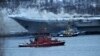 RUSSIA -- Smoke rises from Russia's only aircraft carrier, the Admiral Kuznetsov, in Murmansk, December 12, 2019