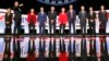 Detroit, Michigan - Democratic 2020 U.S. presidential candidates (L-R) author Marianne Williamson, U.S., Rep. Tim Ryan, U.S. Senator Amy Klobuchar, South Bend Mayor Pete Buttigieg, U.S. Senator Bernie Sanders, U.S. Senator Elizabeth Warren, former U.S. Re