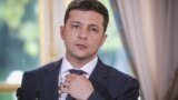 France -- Ukrainian President Volodymyr Zelenskiy, delivers a speech during a press conference with French President Emmanuel Macron, at the Elysee Palace, in Paris, Monday, June 17, 2019