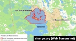 Карта особо охраняемой природной территории в северной части Вышневолоцкого водохранилища