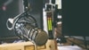 microphone in radio studio