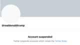 Print screen of Twitter account of US President Donald Trump @realDonaldTrump, which has been permanently suspended