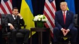 Ukrainian President Volodymyr Zelenskiy and U.S. President Donald Trump at a press briefing in New York City on September 25, 2019