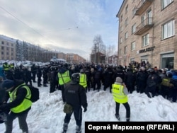 Акция протеста в Петрозаводске 31 января 2021 года