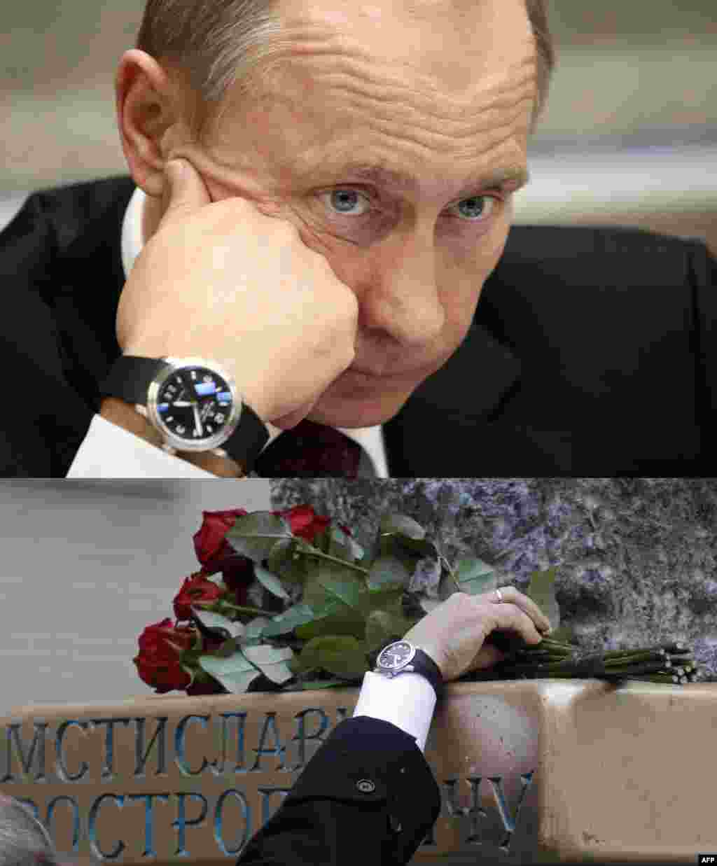 Элегантные часы Владимира Путина за $60 тыс. или 3 750 000 рублей (по сегодняшнему курсу доллара) Источник: новостной портал Газета.ru