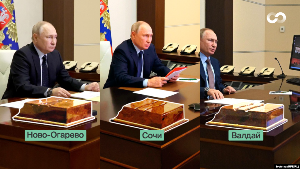 Узоры на папках для бумаг в кабинетах-копиях в трех разных резиденциях