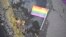 Serbia - Belgrade - Pride parade 2017 LGBT flag on the street - September 17th 2017