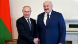 RUSSIA -- ST PETERSBURG, JULY 13, 2021: Russian President Vladimir Putin (Left) and Belarusian President Alyaksandr Lukashenka shake hands during a meeting. 