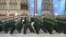 RUSSIA - Russian servicemen march along Red Square during the Victory Day military parade in Moscow on May 9, 2021.