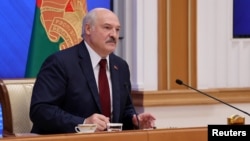 Александр Лукашенко на пресс-конференции в Минске, август 2021 года