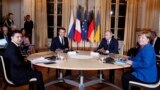Встреча Владимира Зеленского, Эммануэля Макрона, Владимира Путина и Ангелы Меркель в декабре 2019 года