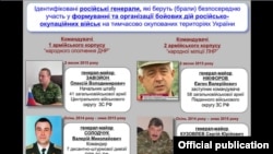 Командующие корпусами в Донбассе российские генералы, инфографика СНБО Украины