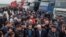DAGHESTAN -- Truck drivers, who oppose a road tax, take part in a nationwide protest, in the village of Manas, April 7, 2017