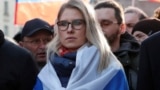 RUSSIA -- Russian opposition figure Lyubov Sobol takes part in a rally to mark the 5th anniversary of opposition politician Boris Nemtsov's murder and to protest against proposed amendments to the country's constitution, in Moscow, Russia February 29, 20
