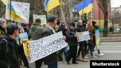 Одна из акций протеста в захваченном российскими военными Мелитополе. 7 марта 2022 года