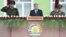 TAJIKISTAN -- Tajik President Emomali Rahmon and high-ranking military officials attend a parade near the border with Afghanistan in the town of Khorugh, September 30, 2021