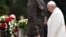 LATVIA -- Pope Francis lays flowers at the Monument of Freedom in Riga, September 24, 2018