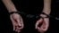 A person in handcuffs at Moscow's Basmanny District Court