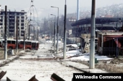 Разбомбленная улица Сараево, март 1996 года