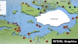 Карта российских арктических баз 