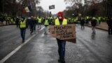 FRANCE -- Yellow vests (Gilets jaunes) protesters demonstrate against rising oil prices and living costs, in Paris, December 1, 2018
