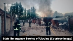 Последствия попадания ракеты "Орешник" в гаражный кооператив в Белой Церкви 24 мая 2026 года
