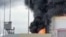 Fire at an oil depot in Feodosia on October 7, 2024 – screenshot from the video “Vesti Krym” on VKontakte