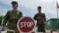 KYRGYZSTAN -- Kyrgyz border guards patrol at a frontier post in the village of Maksat, near the Kyrgyz-Tajik border, May 4, 2021