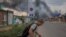 View of market after shelling in Sloviansk