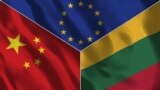Chinese, Lithuania and European Union's flags - generic
