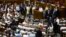 UKRAINE – People's deputies of Ukraine from the faction of the European Solidarity Party near the rostrum of the Verkhovna Rada. September 12, 2019