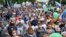 RUSSIA -- People hold posters that read: "I am, We are Sergei Furgal, Sergei Furgal our Governor", during an unsanctioned protest in support of Sergei Furgal, the governor of the Khabarovsk region, in Khabarovsk, August 8, 2020