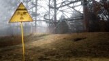 Radiation sign near Duga antenna complex, Chernobyl