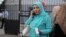 UKRAINE, SIMFEROPOL – Crimean-Tatar activist Lutfie Zudiyeva outside the court building, 30May2019
