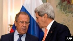 Джон Керри и Сергей Лавров на переговорах в Москве, февраль 2015 года 