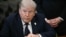US President Donald Trump looks on during a meeting with Lebanon's Ambassador to the US, Nada Hamadeh Moawad, and Israel's Ambassador to the US, Yechiel Leiter, at the White House in Washington, DC on April 23, 2026.