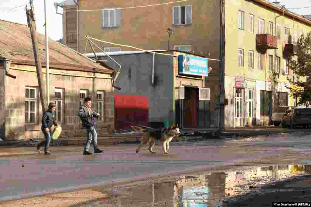 На этой фотографии, похоже, собака выгуливает мальчика. Город Ахалкалаки. Фото: Нино Одзелашвили
