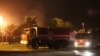 Emercom workers tackle a fire at a Gazprom gas distribution station 