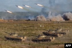 Cовместные военные учения "Запад-2021" вооруженных сил Российской Федерации и Республики Беларусь на военной базе Мулино в Нижегородской области, 13 сентября 2021 года. Фото AFP