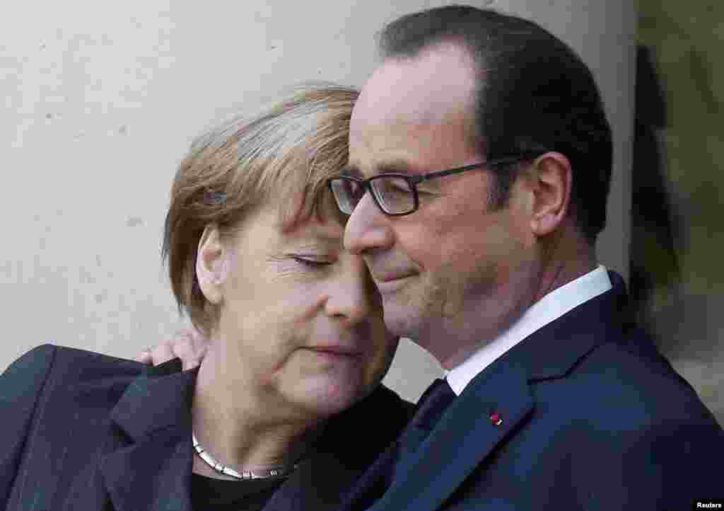 Лидеры Франции и Германии Франсуа Олланд и Ангела Меркель