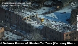 Съемка ВСУ с дрона сразу после удара по школе в Судже 1 февраля 2025 года