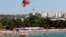 Russia -- Holiday-makers on a beach of Gelendzhik. 