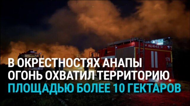 Сильный пожар в окрестностях курортной Анапы: горит заболоченный лес в плавнях