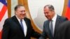 RUSSIA -- Russian Foreign Minister Sergey Lavrov, right, welcomes U.S. Secretary of State Mike Pompeo for the talks in the Black Sea resort city of Sochi, May 14, 2019